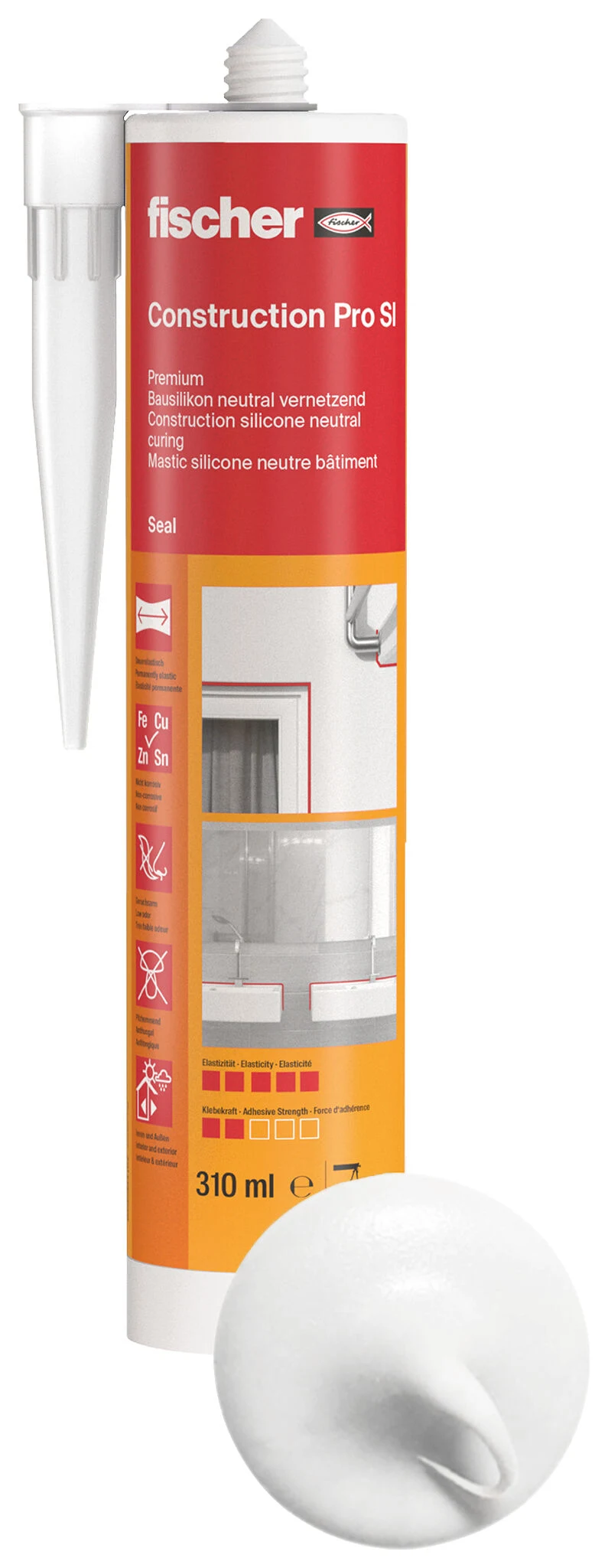 Premium construction silicone neutral curing Construction Pro SI Construction Pro SI (DBSA) white 310 ml