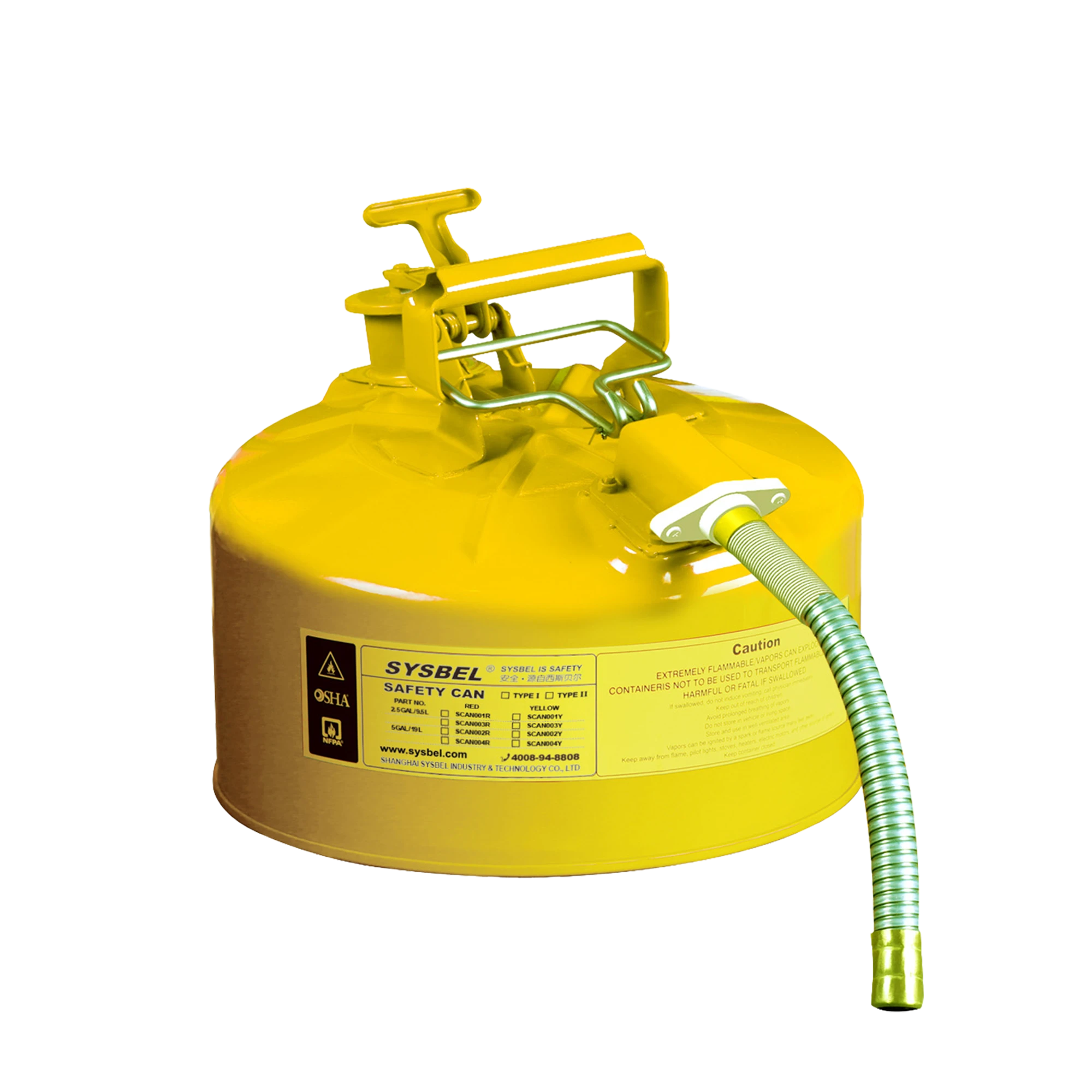 SCAN003Y Type-II Safety Cans 2.5Gal / 9.5Ltr (Yellow)