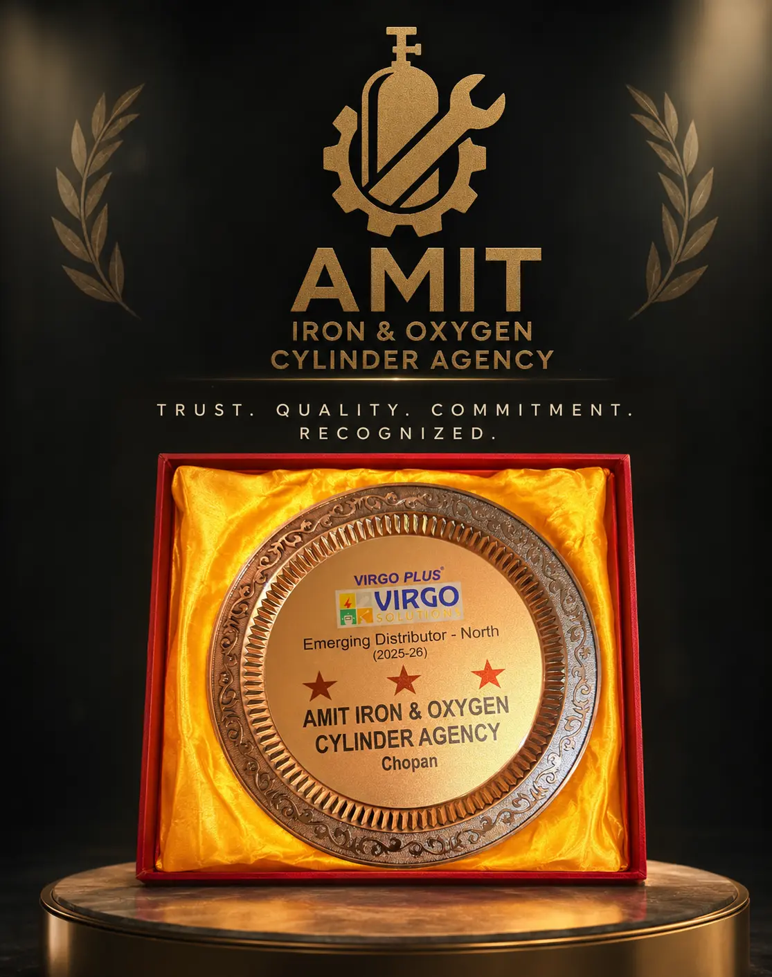 Virgo Solutions India LLP Honors AMIT Iron & Oxygen Cylinder Agency with Emerging Distributor – North (2025-26) Award